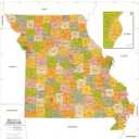 Missouri ZIP Code Map with Counties - Standard - 36 x 36 inch Poster - Front Lamination