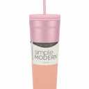 Simple Modern Insulated Tumbler with Lid and Straw | Iced Coffee Cup Reusable Stainless Steel Water Bottle Travel Mug | Gifts for Women Men Her Him | Classic Collection | 24oz | Blush