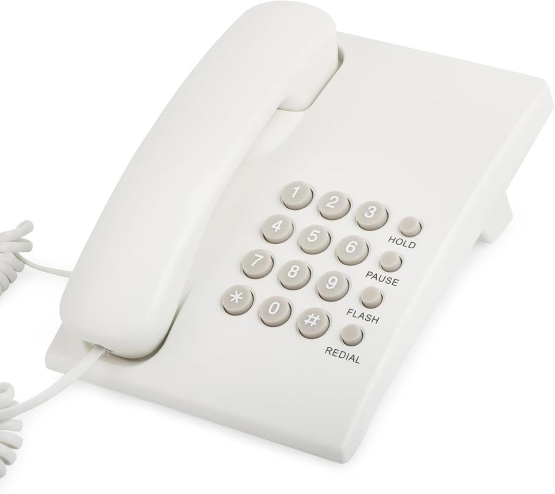 Uvital Corded Phone for Landline, Landline Telephone for Home, Telephone Landline Phones, One Key Redial, Flash, Mute, Pause, Easy to Use, Desktop Phone for Home or Office, White