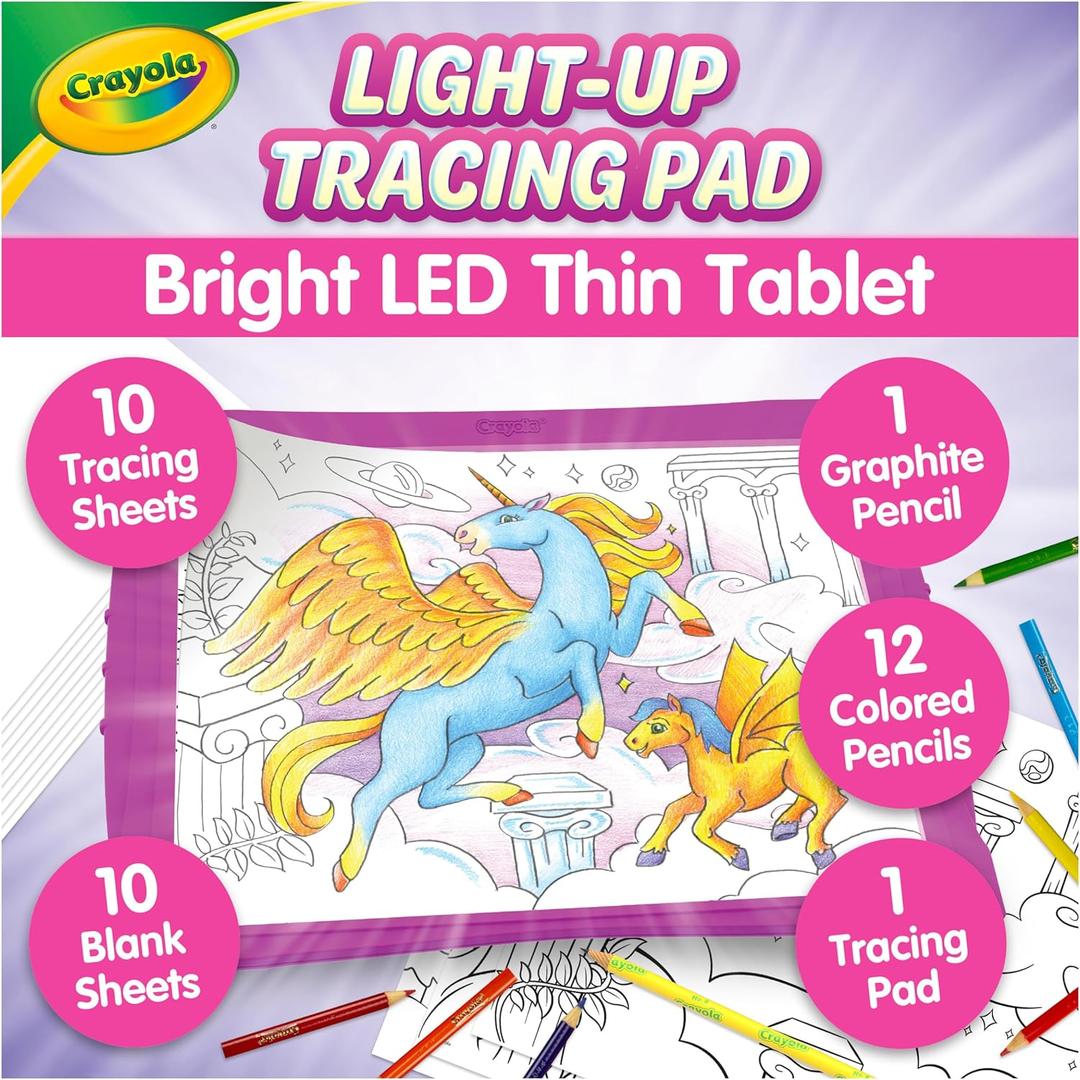 Crayola Light Up Tracing Pad Pink, Best Birthday, Holiday & Christmas Gifts for Girls & Boys, 6, 7, 8 Year Olds, Kids Toys, Light Box Art Kit for Kids 
