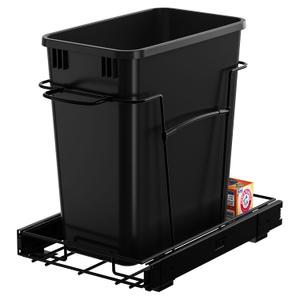 Pull Out Trash Can for Kitchen Cabinets, 35 Qt / 8.75 Gal Under Sink Garbage Bin with Full Extension Slides, Heavy-Duty Steel Frame Requires Minimum 13" W x 22" D Cabinet Opening, Black