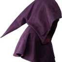 FURPHI Medieval Cowl Hood Renaissance Faux Suede Cape Pagan Cosplay Halloween Costume Accessories