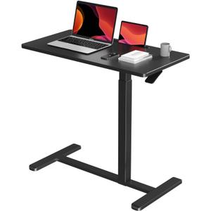 Mobile Standing Desk, Pneumatic Adjustable Rolling Desk(31.5 Inches), Portable Laptop Desk with Wheels, Overbed Bedside Table Laptop Table for Couch, Home, Office, Black (32")
