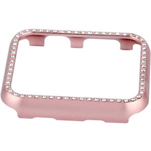 Smartwatch Protective Case Bling Crystal Diamonds Aluminum Alloy Bumper Cover for Watch Series Rose Gold Full Protection Against Scratches and Dust