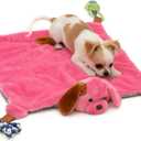 Puppy Play Mat - Pink for Small Breeds, 23'x20' Dog Mat with Detachable Teething Toys and Ropes