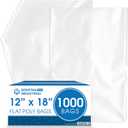 Spartan Industrial - 12” X 18” 1.1 Mil Flat Open End Clear Plastic Poly Bags - For Proofing Bread Dough, Packaging Clothes, Shirts (Thin & Lightweight - Bags DO NOT Have Seal)