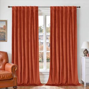 BGment Terracotta Velvet Curtains 84 Inches Fall Decor, Luxury Thick Velvet Blackout Super Soft Curtains & Drapes with Back Tab and Rod Pocket for Living Room, Set of 2 Window Panels, 52 x 84 Inch