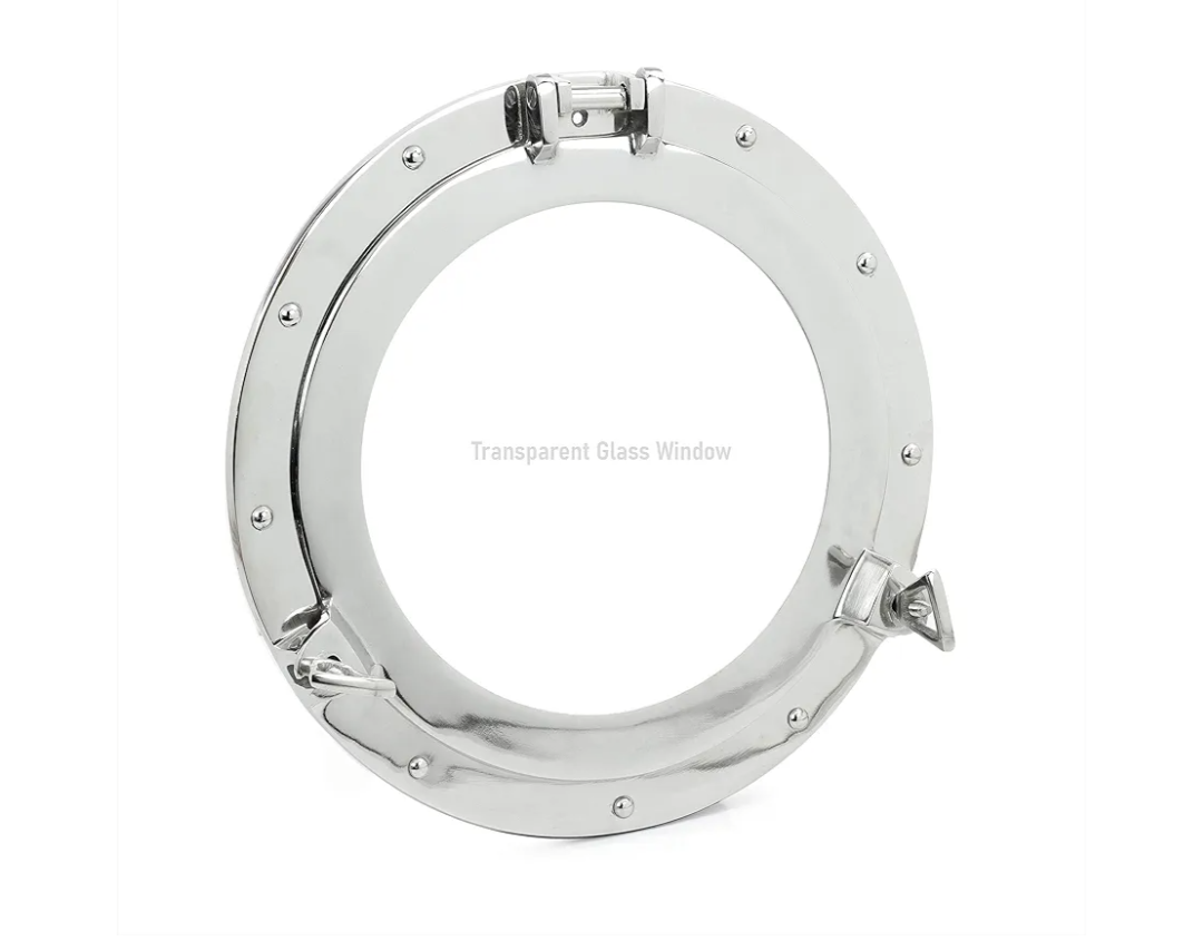 Nagina International 17" Premium Silver Lined Aluminum Nickel Plated Ship's Nautical Porthole Window | Maritime Wall Decor & Gifts