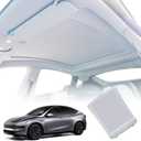 Autekcomma Power Sunshade Roof for Tesla Model Y Juniper 2025 Automatic Retractable Sunshade Roof Heat Insulation, 5 Layer 99.9% UV Protection, Tesla Interior Gray Hidden Wires