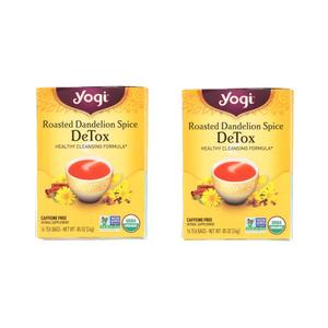 YOGI Organic 2 PACK (32 TEA BAGS )Tea Green Detox Herbal Blends Over 40 Different Flavors to choose from (ROASTED DANDELION SPICE DETOX)