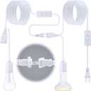 Enhon 2 Pack Extension Hanging Lantern Cord Cable, 12 Ft E26 E27 Socket On/Off Switch Plug in Pendant Lighting, Hanging Light Cord with Female Plug for Christmas Holiday Kitchen Greenhouse Party Decor