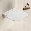 White Folding Shower Seat with Bistable Embedded Bracket | 15.7" Wide Shower Chair,Space-Saving Fold,Waterproof,440lb Capacity,Sturdy and Safety Bench for Adults