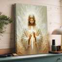 Jesus Canvas Wall Art Christian Cross Wall Decor Pictures God Painting Divine Mercy Poster Print for Church Prayer Room Living Room Decoration, 36"L x 24"W