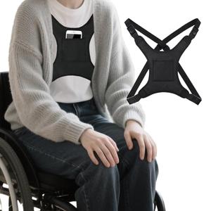 CONEHOY 2 Pcs Wheelchair Seat Belt Prevent Sliding Safety Strap Adjustable Seatbelt Vest Restraint Straps Wheelchair Chest Harness for Adults Elderly and Disabled Torso Support(Black)