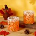 2 Pcs Fall Icon Juice Glass Cups 14 oz Fall Pumpkins Maple Leaves Icon Glasses Drinking Cocktails Whiskey Stemless Glass for Drinkware Home Thanksgiving Autumn Decoration Harvest Party Gift