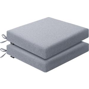 Outdoor Chair Cushions 19 x 19 x 2.5 Inch Set of 2, Water-Resistant & Fadeness Durable Patio Furniture Cushion for Garden Sofa Couch Chairs, Portable Comfort with Attach Ties, Light Grey