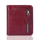 FUNTOR Leather Wallet for Women, Ladies Small Compact Bifold Pocket RFID Blocking Wallet for Women, Waxed Red