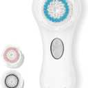 Microtree Electric Facial Cleansing Brush, No Rotation, Sonic Vibrating Rechargeable Face Scrubber Exfoliator, 2 Speeds for Gentle Clean, Face Brushes for Cleansing, Waterproof Face Wash Brush (Cool White)