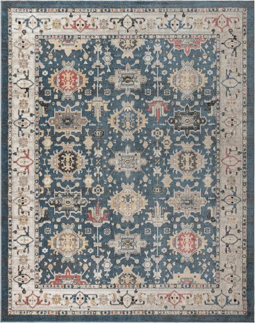 Gertmenian Indoor Area Rug - 5x7 Standard, Stain Resistant, Ideal for High Traffic Areas in Living Room, Bedroom, Entryway - Hadley, Blue, 38854