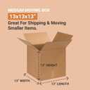 BOX USA 131313 Cube Corrugated Cardboard Box 13" L x 13" W x 13" H, Kraft, For Shipping, Packing and Moving (Pack of 25)