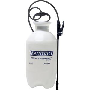 Chapin 22074: Made in The USA Disinfectant Bleach Pressure Pump Tank Sprayer, 2-Gallon, Adjustable Cone Nozzle, Compatible with Bleach Solutions and Fungicides, Translucent White