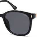 SOJOS Classic Square Polarized Sunglasses for Women Oversized Trendy Retro UV Protection Shade SJ2640 (Black Frame Grey Lens)