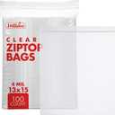 Dirose Resealable Poly Zip Top Clear Bags - 13" x 15", 4 Mil - 100 Count for Gifts, Cards, Stationery, Apparel