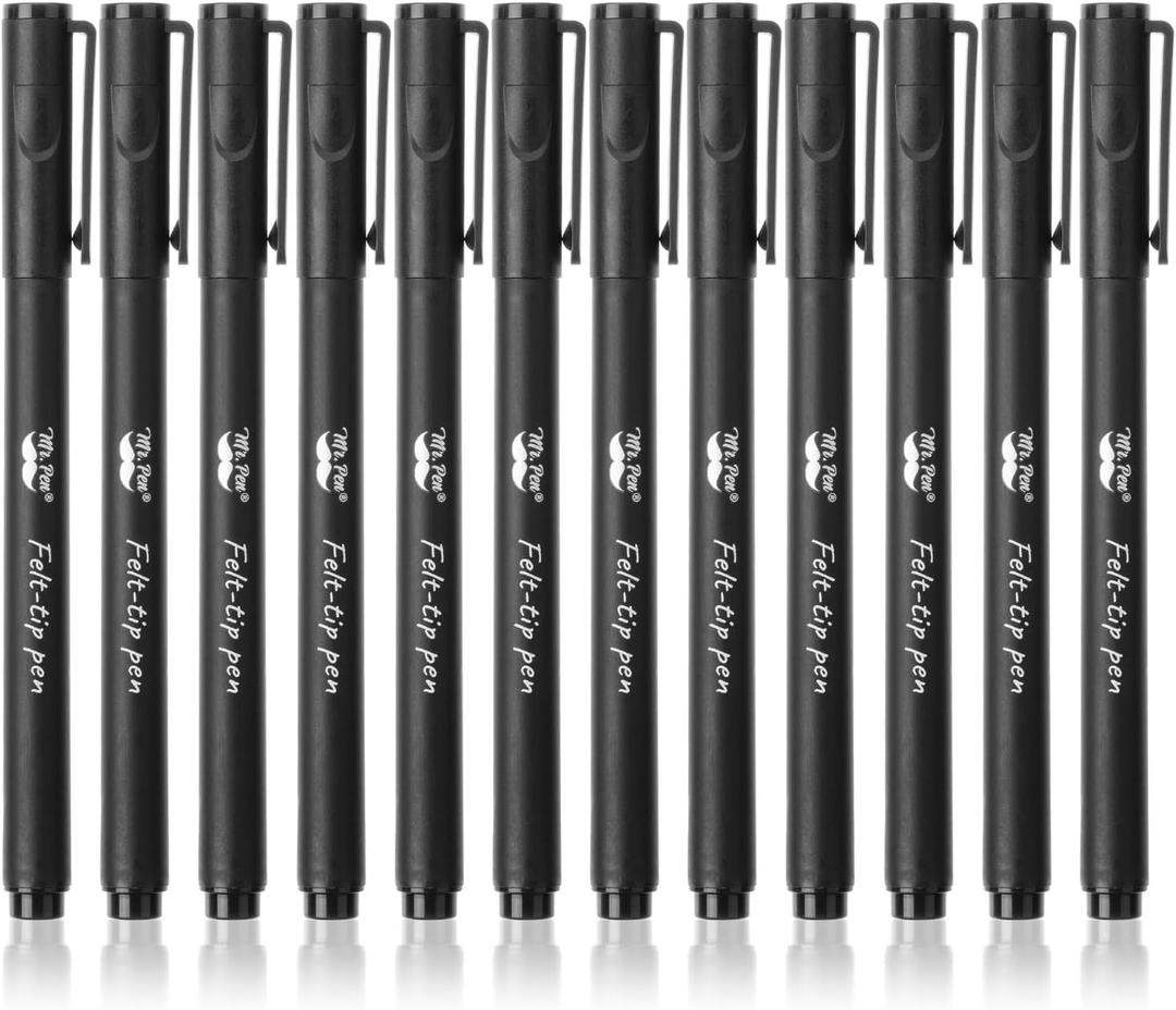 Mr. Pen- Felt Tip Pens, Pack of 12, 0.7mm Point Tip, Black Felt Tip Pens, Fast Dry, Planner Markers