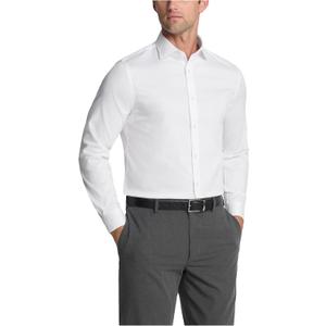 Michael Kors Mens Dress Shirt Comfort Stretch Slim Fit (15.5" Neck 32"-33" Sleeve, White)