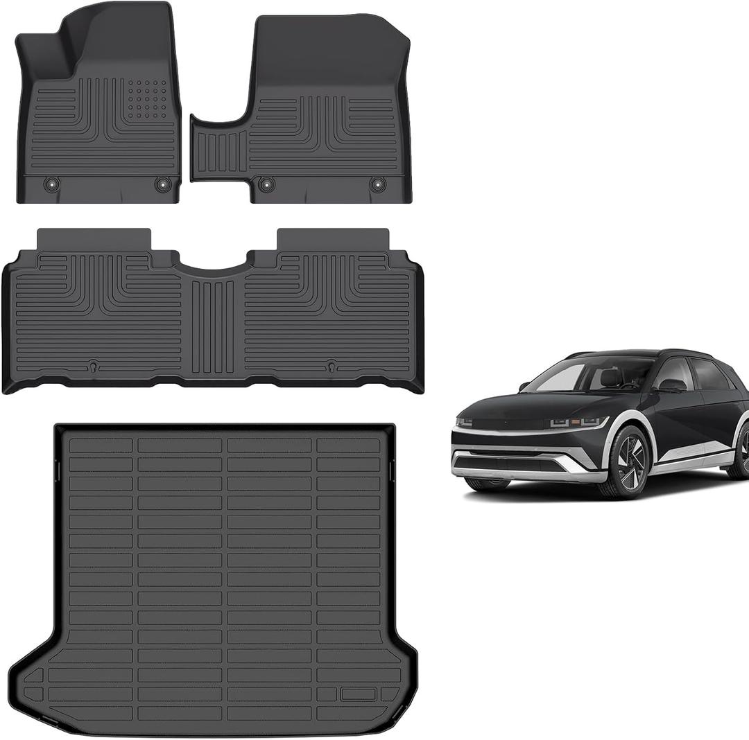 for Hyundai Ioniq 5 Floor Mats 2025-2026(with Fixed Console)(Not for Limited/XRT/N Models), TPE Automotive All Weather Custom Car Floor Mats Cargo Liner Accessories(SE/SEL)