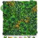 Grass Wall Panels, 20"x20" 8pcs Artificial Grass Backdrop Wall with Tropical Leaves, UV-Anti Faux Greenery Plant Boxwood Panels for Privacy Fence Screen, Green Wall Decor for Outdoor Indoor