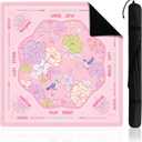 Soulchen Flower Pink American Mahjong Mat for Table with Rules, No Creases, Ships Rolled, 31.5 x 31.5 Non-Slip Noise Reduction Gaming Mat with Carrying Bag for Poker Card Board