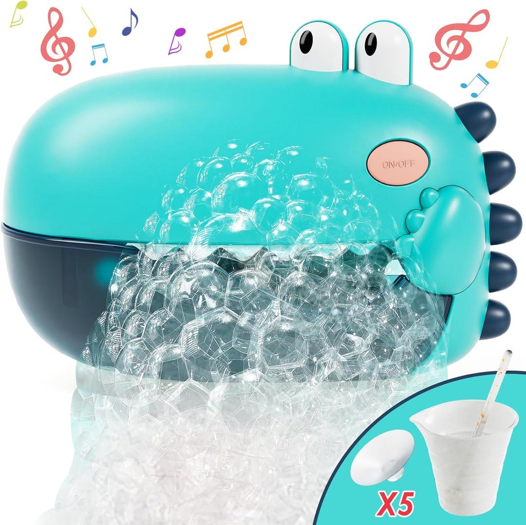 Lehoo Castle Toddler Bath Toys, Bath Bubble Machine, Dinosaur Bath Toys for Kids Ages 1-3, Bubble Maker for Bathtub, Toys for Boys Girls (Blue)