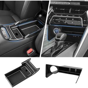 Autorder 2PCS Center Console Organizer for 2021-2024 Toyota Venza Accessories Armrest Storage Box Secondary Insert Tray Center Console Armrest Tray with Nonslip Mats