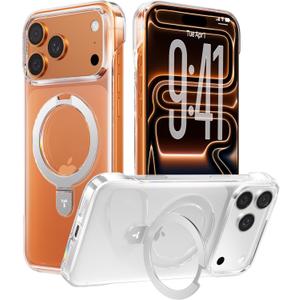 TORRAS Ostand Ultra Slim for iPhone 17 Pro Case Clear 6.3'', [Non Yellowing] Magnetic Stand [Fit for MagSafe], Frameless with Thin Minimalist Case for iPhone 17 Pro Phone Case, Hard, Transparent