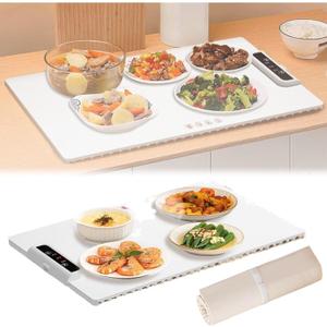 New Upgrade Smart Heating Tray With Nano Coating,Warming Tray With Adjustable Temperature Control/Hot Plate Placemat,Portable Electric Warming Tray,Electric Food Warming Mat For Buffets Party