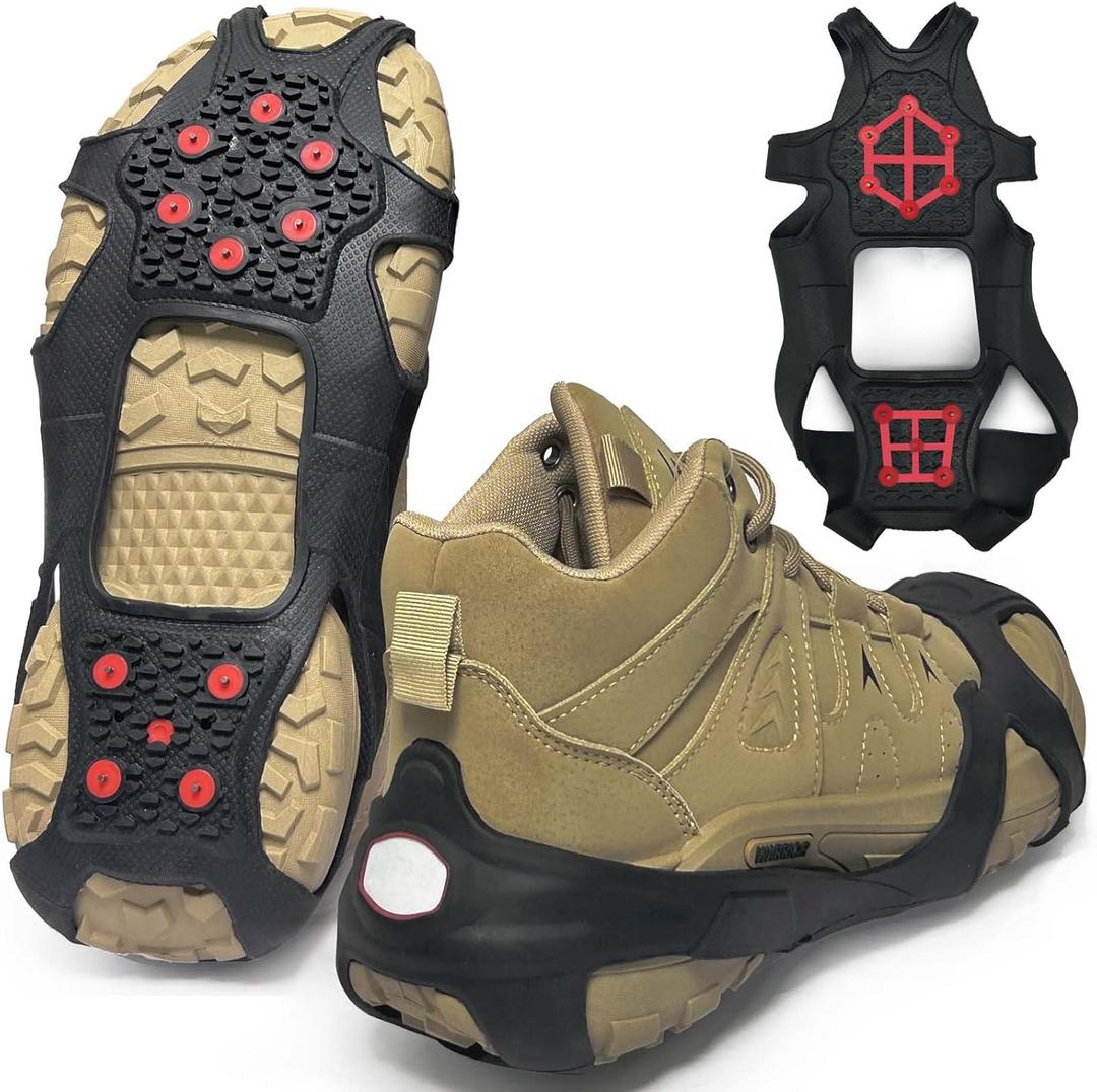Upgraded Tungsten Crampon, Fashion Ice & Snow Grips with Fluorescent for Shoes and Boots, Removable Shoe Traction for Hiking, Jogging in Winter Outdoor (L/XL(Men 9-12 / Women 10.5  13.5))