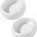 Reptile Food Bowls Ceramic Round Reptile Water Food Dish, Pet Food Bowl for Lizards, Small Snakes, Young Bearded Dragons, Gecko Tortoise Spider (White, Medium-2Pack)