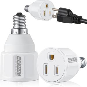 3 Prong Light Bulb Socket Adapter, Polarized Outlet, Light Socket to Plug Adapter Converter for Patio, Garage, Porch(2 Pieces)