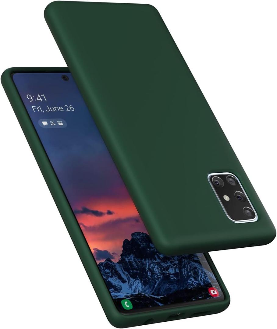 E Segoi Designed for Galaxy A71 5G Case, Liquid Silicone Gel Rubber Shockproof Case Soft Microfiber Cloth Lining Cushion Compatible with Galaxy A71 5G 6.7 inch (Sequoia Green)