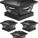 Davinci Lighting Renaissance Solar Outdoor Post Cap Lights - Includes Bases for 4x4 5x5 6x6 Posts - Bright LED Light - Slate Black (4 Pack)
