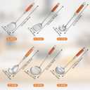 6-Pcs Metal Kitchen Cooking Utensils with Natural Rosewood Handle, Includes Wok Spatula, Ladle, Skimmer, Slotted Spatula Turner, Spaghetti Spoon, Large Spoon