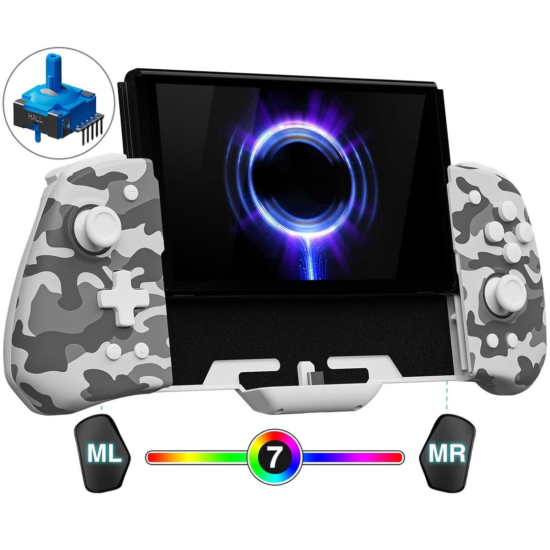 FUNLAB Switch Joypad Controller for Nintendo Switch/OLED Joycon, Ergonomic Switch Handheld Controller Joypad Replacement, Camo One Piece Controles Customizable with Adjustable Color, Turbo, Mapping