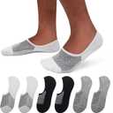 SIXDAYSOX No Show Socks Men 6/8 Pack Invisible Low Cut Non Slip Short Socks Size 5-11/10-13 (2 White+2 Black+2 Gray)