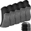 Grip Socks for Women & Men - Non Slip Pilates Yoga Socks with Grippers Hospital Slipper Socks for Barre Elderly (5 Pairs (Dot/ Black))