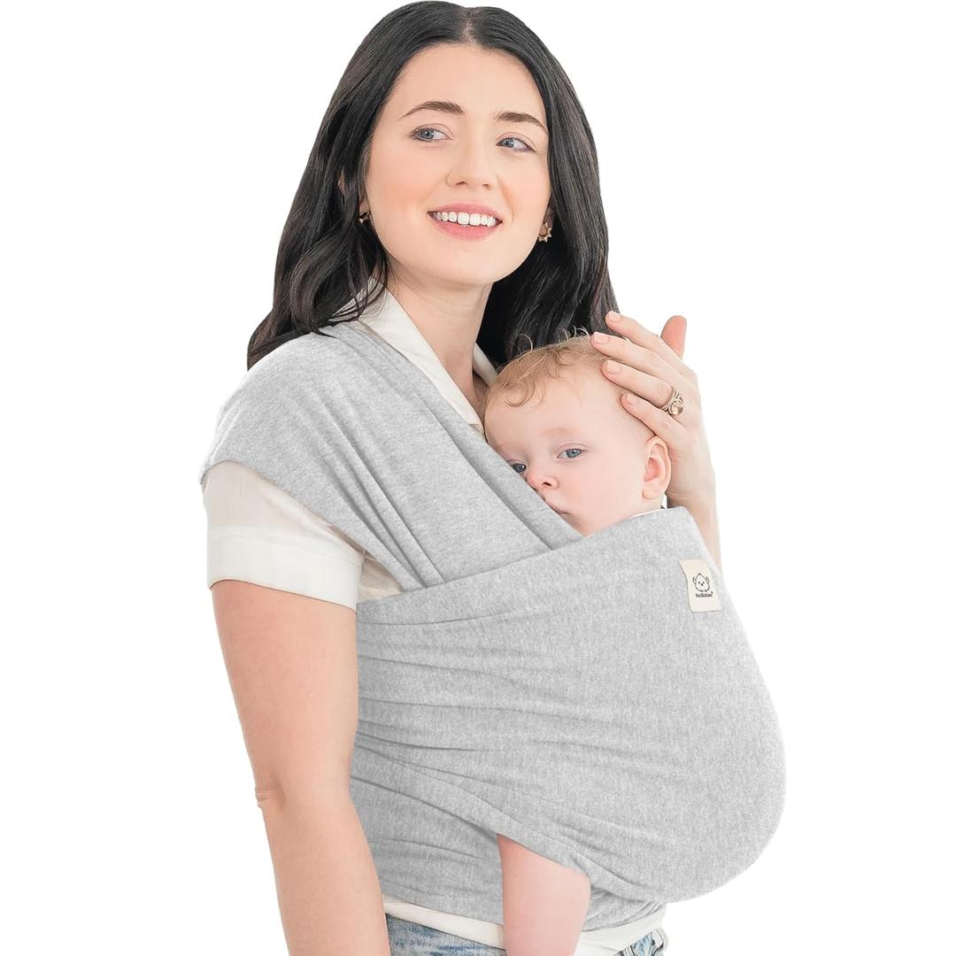KeaBabies Baby Wrap Carrier - All in 1 Original Baby Carrier Newborn to Toddler Sling, Easy to Wear, Hands Free Bonding, Lightweight, Breathable Infant Wraps (Light Heather), One Size (Pack of 1)