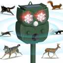2025 Solar Powered Ultrasonic Animal&Bird Repeller, Waterproof Motion Detection with Sentor&LED Flash Light, Outdoor Annoyed Pest Deterrent for Dog, Skunk, Fox, Squirrels, Raccoon, Coyote, Rabbit