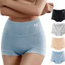 MEIYATING Boy Shorts Underwear for Women High Waisted Cotton Panties Stretch Briefs 4 Pack Plus Size (Medium)