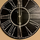 Sterling & Noble Modern Farmhouse 20 Inch Analog Wall Clock with Roman Numeral, Frameless Black Shiplap Design