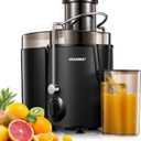 Juicer Machines, HOUSNAT Juicer Whole Fruit and Vegetables with 3-Speed Setting, Upgraded Version 400 W Motor Quick Juicing, Cleaning Brush and Juicing Recipe Included, Black